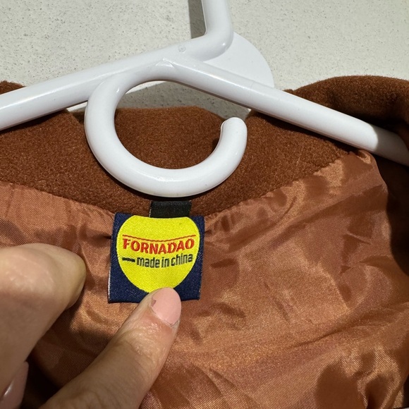 Fornadao Burnt Orange Cognac Hooded‎ Bomber Coat Jacket Men’s Medium Fall Winter - Picture 3 of 9